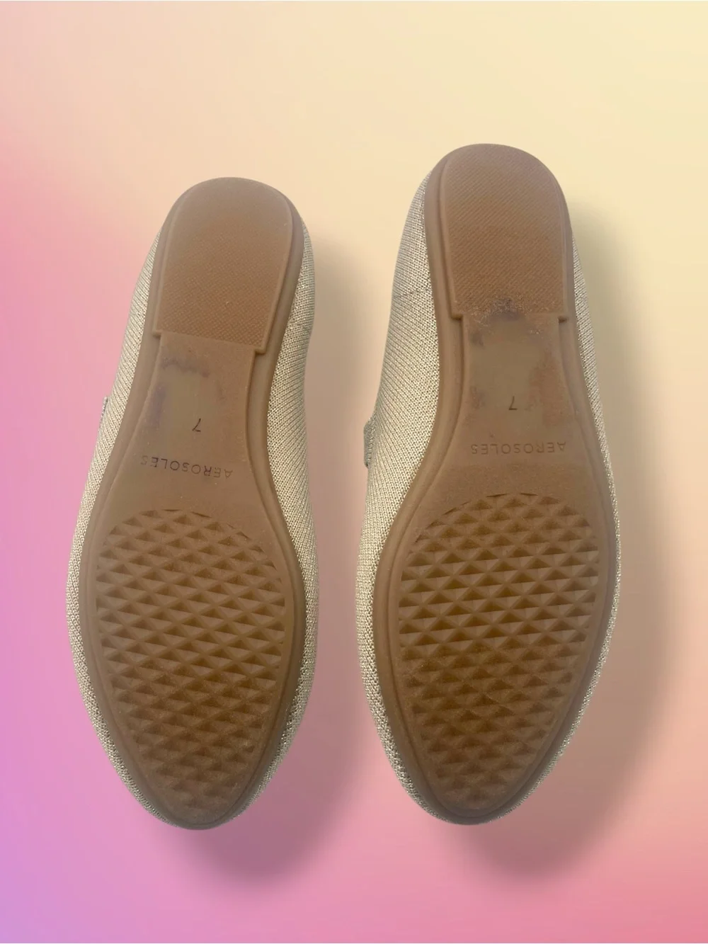 NWT AEROSOLES Shimmer Knit Mary Jane Flats in Light Gold Size 7 - Picture 12 of 13